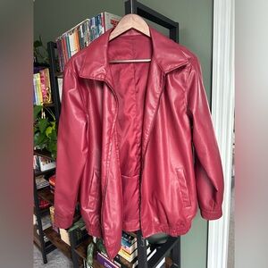 Women's Faux Leather Red Jacket
